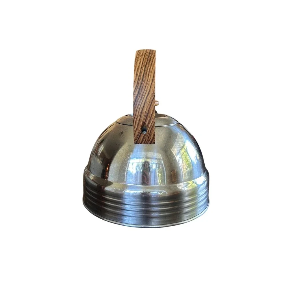Well Equipped Kitchen‎ Stainless Steel Whistling Tea Kettle Wood Grain Handle
